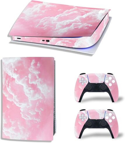 Skin Sticker Compatible with PS5 Console, Protective Vinyl Decal Wrap Cover for Digital Edition Controller (Pink) in Kuwait