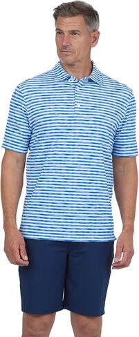 IBKUL Athleisure Wear Sun Protective UPF 50+ Icefil Cooling-Landon Stripe II Print Short Sleeve Polo (Modern Fit)-94164 in Saudi Arabia