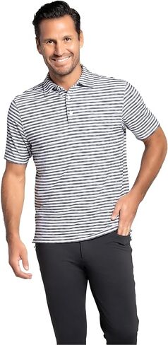 IBKUL Athleisure Wear Sun Protective UPF 50+ Icefil Cooling-Landon Stripe II Print Short Sleeve Polo (Modern Fit)-94164 in Saudi Arabia