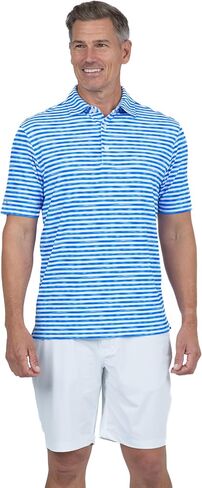 IBKUL Athleisure Wear Sun Protective UPF 50+ Icefil Cooling-Landon Stripe II Print Short Sleeve Polo (Modern Fit)-94164 in Saudi Arabia