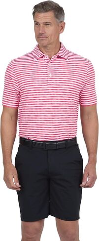 IBKUL Athleisure Wear Sun Protective UPF 50+ Icefil Cooling-Landon Stripe II Print Short Sleeve Polo (Modern Fit)-94164 in Saudi Arabia