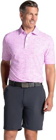 IBKUL Athleisure Wear Sun Protective UPF 50+ Icefil Cooling-Landon Stripe II Print Short Sleeve Polo (Modern Fit)-94164 in Saudi Arabia