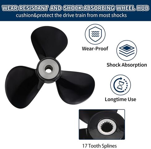 Saildrive Propeller 17 x 15 LH 17 Tooth Compatible with Volvo Penta Yanmar 110S, 120S, MS25S, 130S 150S Part No.21381279,3 Blades,Left Hand in Kuwait
