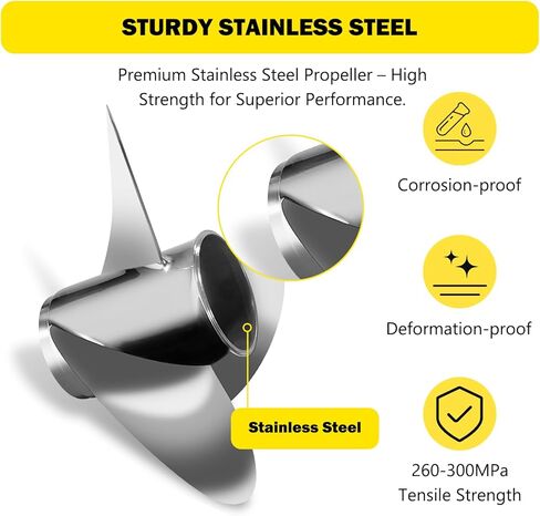 الدعائم الشبابية 16 × 18 1/2 استبدال OEM # 990C0-00810-185 مروحة القارب الخارجية من الفولاذ المقاوم للصدأ لمحركات سوزوكي 150-300 حصان 16 ضياء × 18.5 دعامة 15 سنًا RH in Kuwait