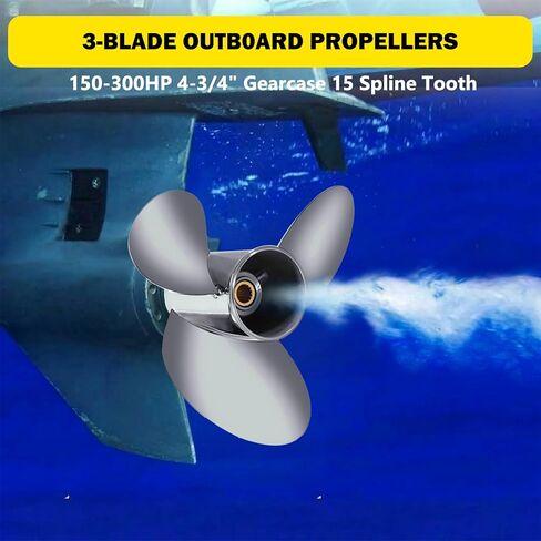 الدعائم الشبابية 16 × 18 1/2 استبدال OEM # 990C0-00810-185 مروحة القارب الخارجية من الفولاذ المقاوم للصدأ لمحركات سوزوكي 150-300 حصان 16 ضياء × 18.5 دعامة 15 سنًا RH in Kuwait