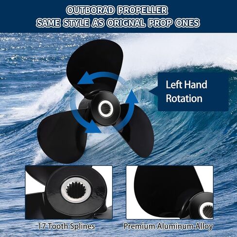 Saildrive Propeller 17 x 14 LH 17 Tooth Compatible with Volvo Penta Yanmar 110S, 120S, MS25S, 130S 150S Part No.21381279,3 Blades,Left Hand in Kuwait