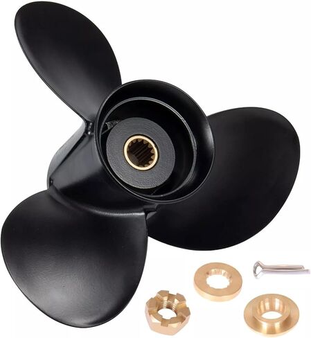 MARKGOO 0778863 المروحة لـ OMC Johnson Evinrude Outboard 20 25 30 35 HP أجزاء محرك القارب 3 شفرات من الألومنيوم 10.3X13 درجة RH 14 أسنان مع طقم صامولة 778863 in Saudi Arabia