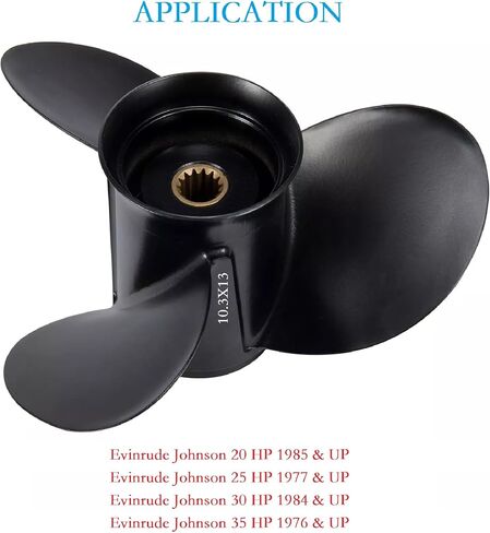 MARKGOO 0778863 المروحة لـ OMC Johnson Evinrude Outboard 20 25 30 35 HP أجزاء محرك القارب 3 شفرات من الألومنيوم 10.3X13 درجة RH 14 أسنان مع طقم صامولة 778863 in Saudi Arabia
