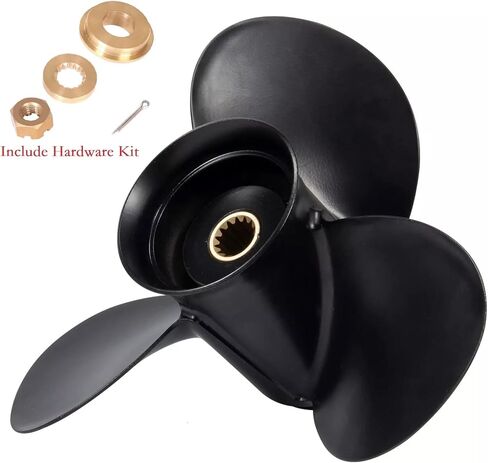 MARKGOO 0778863 المروحة لـ OMC Johnson Evinrude Outboard 20 25 30 35 HP أجزاء محرك القارب 3 شفرات من الألومنيوم 10.3X13 درجة RH 14 أسنان مع طقم صامولة 778863 in Saudi Arabia