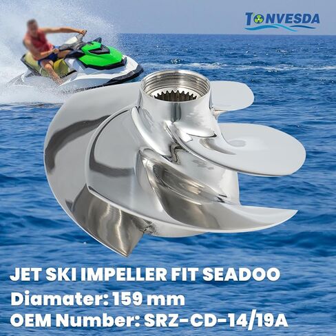 Jet Ski Impeller Fit Seadoo Replace SRZ-CD-14/19A RXP RXT 215HP GTX 215 GTX is 215 GTX LTD 215 GTX LTD 230,4-Blade Polished 159MM Diameter in Kuwait