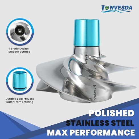 Jet Ski Impeller Fit Seadoo Replace SRZ-CD-14/19A RXP RXT 215HP GTX 215 GTX is 215 GTX LTD 215 GTX LTD 230,4-Blade Polished 159MM Diameter in Kuwait
