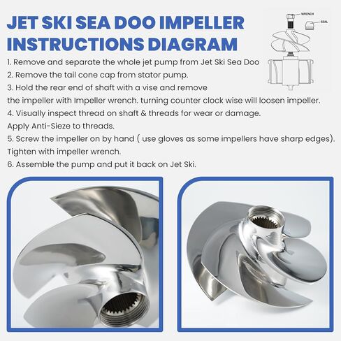 Jet Ski Impeller Fit Seadoo Replace SRZ-CD-14/19A RXP RXT 215HP GTX 215 GTX is 215 GTX LTD 215 GTX LTD 230,4-Blade Polished 159MM Diameter in Kuwait