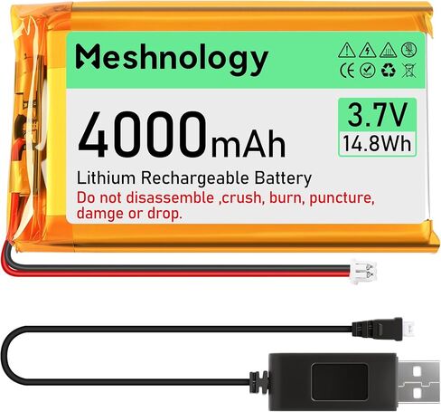 3.7v 4000mah li بطارية مع كابل شاحن USB 124065 1S Lipo بطارية مع شريط حماية شريط مطاطي معزول و Micro JST 1.25 قابس لأردوينو ESP32 لوحة DRONE RC CAR (1PACK) in Kuwait