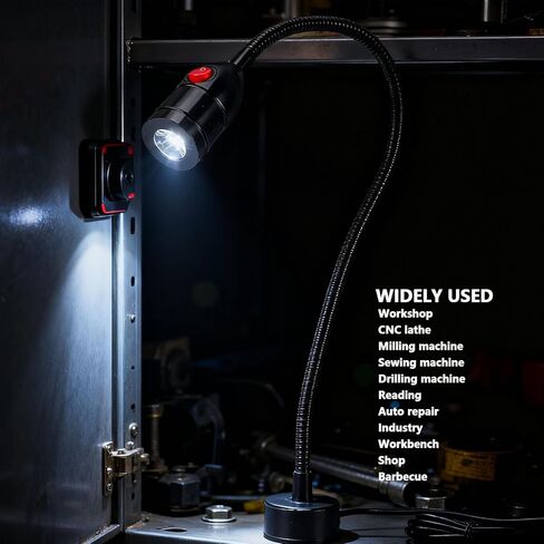 Fafeicy LED Machine Light، 3W 1000LM 6000K IP65 LED مصباح عمل مع معقوفة مرنة وقاعدة مغناطيسية، لورشة عمل المخرطة CNC لصيانة السيارات (قابس الولايات المتحدة) in Saudi Arabia