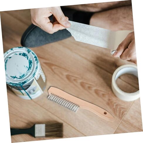 1pc Wooden Handle Wire Brush Durable Cleaning Tool for Rust Paint and Stain Removal Efficient Scrubbing Brush with Comfortable Grip for Heavy Duty Cleaning Tasks in Saudi Arabia