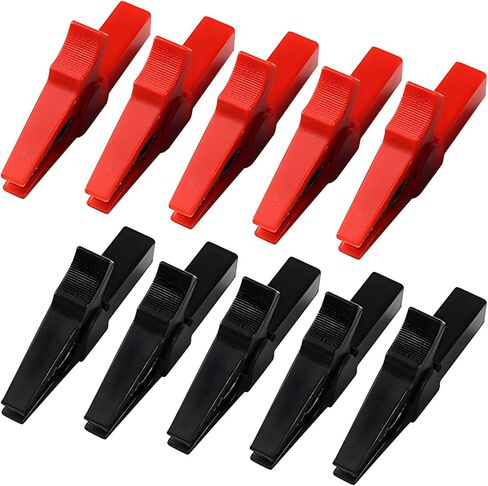 10-Pack Heavy Duty Battery Alligator Clips, 200A Jumper Cable Clamps With Insulated Handles, Red & Black Terminals in Saudi Arabia
