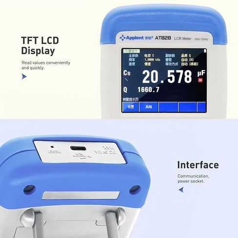 i-POOK - مقياس LCR AT825 AT826 AT827 AT828 مقياس جسر رقمي عالي الدقة بدقة 0.2%، 50000 عدد مع بروتوكول USB، اختبار سعة LCD ملونة SCPI بشاشة تعمل باللمس in Kuwait
