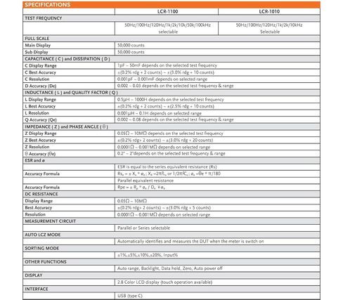 i-POOK LCR Meter LCR-1010 LCR-1100 مقياس رقمي عالي الدقة بدقة 0.2%، عدد 50,000 2.8 بوصة TFT LCD تعمل باللمس، اختبار مقاومة الحث صنع في تايوان in Kuwait