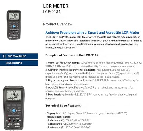 جهاز قياس الجسر الرقمي i-POOK LCR-9814 LCR عالي الدقة RS232/USB 19.999/1.999 شاشة LCD مزدوجة تعداد اختبار مقاومة السعة والحث شاشة رقمية مُصنعة in Kuwait