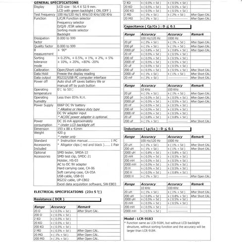 جهاز قياس الجسر الرقمي i-POOK LCR-9814 LCR عالي الدقة RS232/USB 19.999/1.999 شاشة LCD مزدوجة تعداد اختبار مقاومة السعة والحث شاشة رقمية مُصنعة in Kuwait
