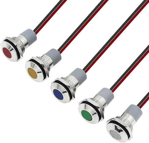 Metal Signal Light FXB14F-LED Small Power Indicator Lamp Waterproof IP67 12V 24V 220V Red, Green，Yellow，White 14MM(BLUE-220VACDC) in Saudi Arabia