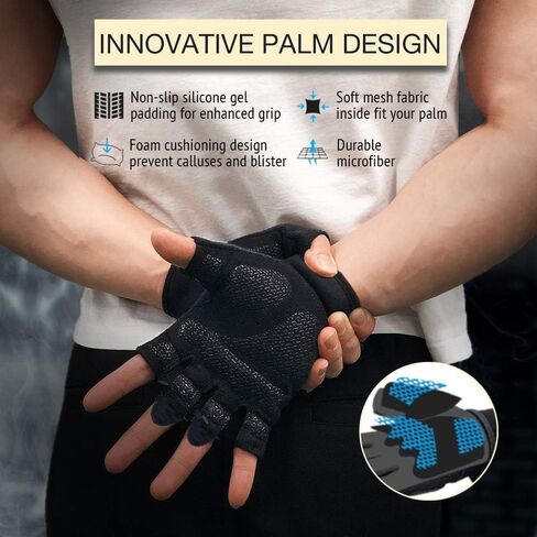 Workout Gloves, Workout Gloves with Wrist Wrap Support for Men and Women, Exercise Gloves for Weight Lifting, Training, Gym, Training, Pull ups-Black in Saudi Arabia