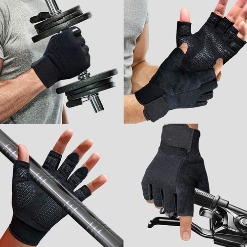 Workout Gloves, Workout Gloves with Wrist Wrap Support for Men and Women, Exercise Gloves for Weight Lifting, Training, Gym, Training, Pull ups-Black in Saudi Arabia