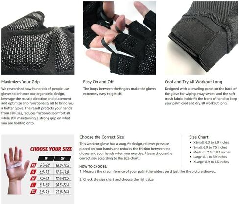 Workout Gloves, Workout Gloves with Wrist Wrap Support for Men and Women, Exercise Gloves for Weight Lifting, Training, Gym, Training, Pull ups-Black in Saudi Arabia