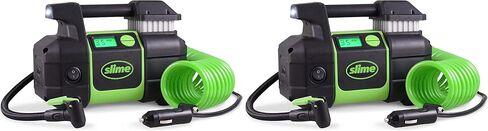 Slime 40031 Tire Inflator, Portable Car, SUV, 4x4 Air Compressor, Pro Power, Heavy Duty, with Analog 150 psi Dial Gauge, Long Hose and LED Light, 12V, 3 min inflation in Kuwait