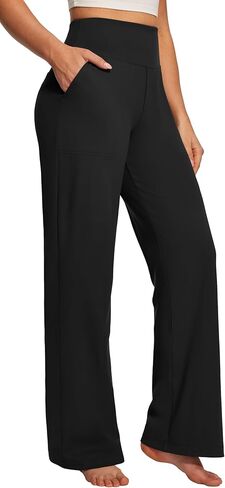 Ewedoos Wide Leg Yoga Pants for Women Tummy Control Stretchy Work Dress Pants Business Casual Trousers with Pockets in Saudi Arabia