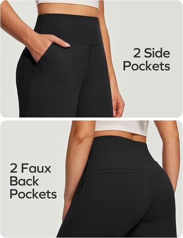 Ewedoos Wide Leg Yoga Pants for Women Tummy Control Stretchy Work Dress Pants Business Casual Trousers with Pockets in Saudi Arabia