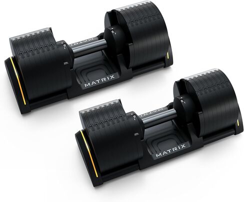 Matrix Fitness DB80 80 lb. Adjustable Dumbbells | Quick Adjustments for Strength and HIIT Training | Replaces 16 Dumbbell Pairs, Flat Bottom Roll Free Design for Safe Storage in Kuwait