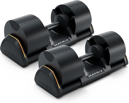 Matrix Fitness DB80 80 lb. Adjustable Dumbbells | Quick Adjustments for Strength and HIIT Training | Replaces 16 Dumbbell Pairs, Flat Bottom Roll Free Design for Safe Storage in Kuwait