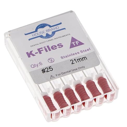400205 HSB K-Files من النوع المرن 21 مم #25 ستانلس ستيل أحمر 6/عبوة in Saudi Arabia