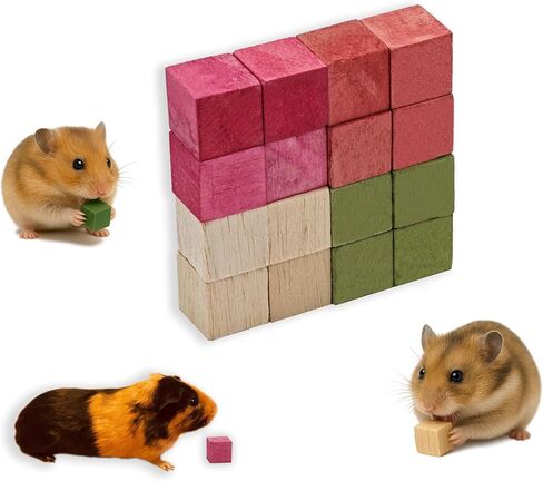 Chew Blocks Toys Balsa Wood Natural Chew Blocks for Hamster Chinchilla Guinea Pig,Molar Treats Snack for Small Animals Teeth Care for 16 Pack (40x40x40mm) in Kuwait