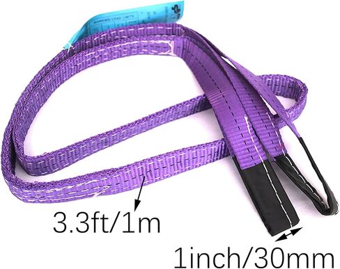 RLECS 2PCS 1 بوصة × 3.3Ft الأرجواني حزام الرافعات حمولة كبيرة الرافعات البوليستر رفع الرافعات للتعامل مع المعدات رفع رافعات عمل المحرك in Saudi Arabia