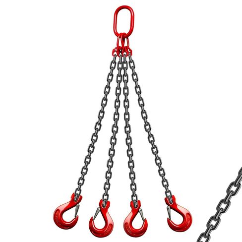 Lifting Chains, 5/16 Inch x 5 Ft Chain Sling with 4 Leg Grab Hooks,G80 Alloy Steel Engine Chain Hoist Lifts 6620lb/3 Ton Heavy Duty Sling Chains for Engine Hoist Engine (3 Ton/5Ft with Galvanized) in Saudi Arabia