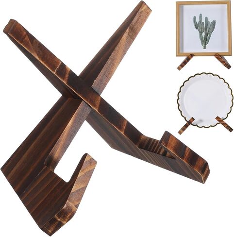 Grevosea Wooden Bowl Display Stand, 6.5 Inch Easel Frame Holder for Large Deep Plates, Platters and Dishes X-Shaped Structure Pine Material 6.5" Hx9 Wx7.9 D Under 5" in Depth in Saudi Arabia