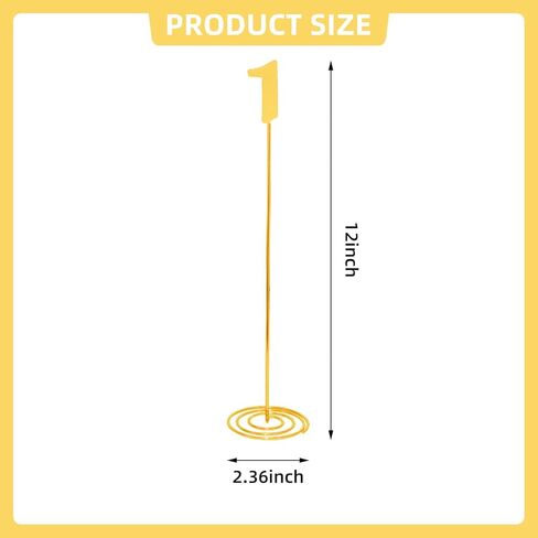 20 Pcs Metal Table Numbers 1-20 Wedding Table Numbers 12 Inch Stainless Steel Desk Number Stands Sturdy Holder Base for Wedding Party Restaurant Birthday (Gold) in Kuwait