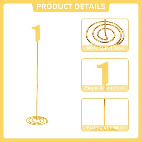 20 Pcs Metal Table Numbers 1-20 Wedding Table Numbers 12 Inch Stainless Steel Desk Number Stands Sturdy Holder Base for Wedding Party Restaurant Birthday (Gold) in Kuwait