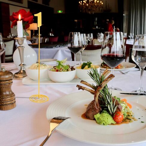 20 Pcs Metal Table Numbers 1-20 Wedding Table Numbers 12 Inch Stainless Steel Desk Number Stands Sturdy Holder Base for Wedding Party Restaurant Birthday (Gold) in Kuwait