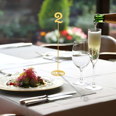 20 Pcs Metal Table Numbers 1-20 Wedding Table Numbers 12 Inch Stainless Steel Desk Number Stands Sturdy Holder Base for Wedding Party Restaurant Birthday (Gold) in Kuwait