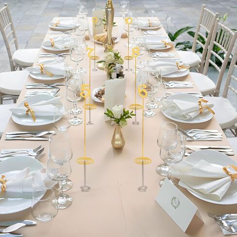 20 Pcs Metal Table Numbers 1-20 Wedding Table Numbers 12 Inch Stainless Steel Desk Number Stands Sturdy Holder Base for Wedding Party Restaurant Birthday (Gold) in Kuwait