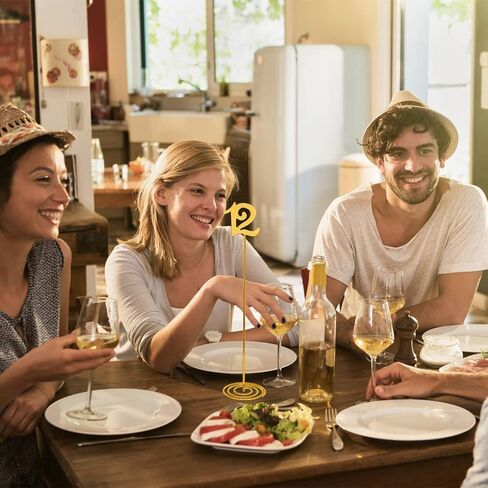 20 Pcs Metal Table Numbers 1-20 Wedding Table Numbers 12 Inch Stainless Steel Desk Number Stands Sturdy Holder Base for Wedding Party Restaurant Birthday (Gold) in Kuwait