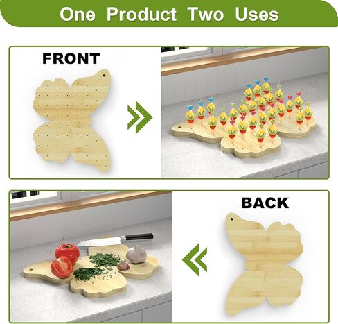 Bamboo Food Skewer Holder Pick Stand and Food Display Skewer Holder，Appetizer Fruit Skewer Stand Food Display butterfly charcuterie Board Catering party buffets Cutting Board or Serving Tray in Saudi Arabia