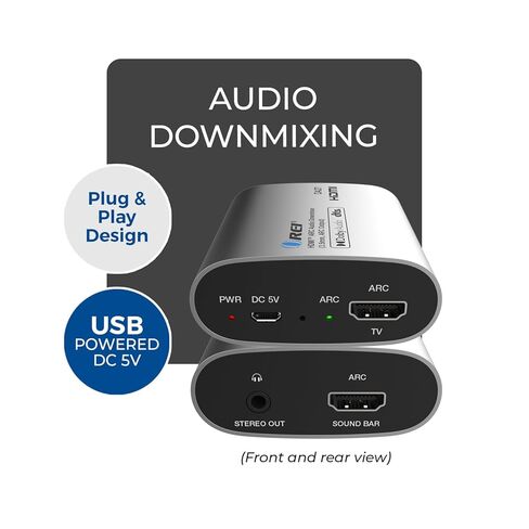 OREI DA27 HDMI ARC Audio Extractor & Downmixer - Dolby DTS 5.1 إلى 2-Channel Stereo Converter، HDMI ARC Pass-Through، مخرج تناظري 3.5 مم، التحكم في مستوى الصوت CEC لمكبرات الصوت، AVR (DA27) in Saudi Arabia