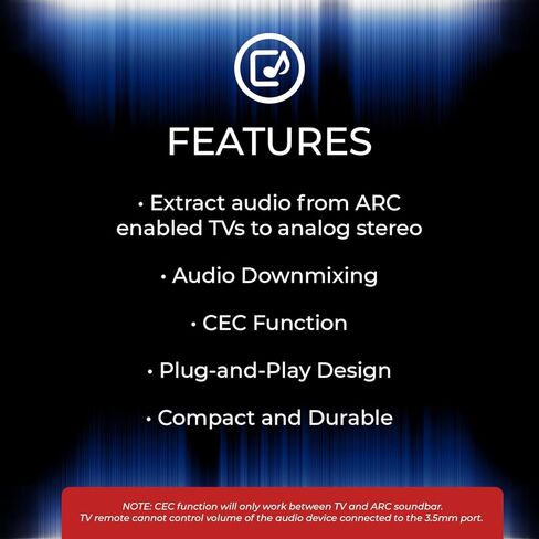 OREI DA27 HDMI ARC Audio Extractor & Downmixer - Dolby DTS 5.1 إلى 2-Channel Stereo Converter، HDMI ARC Pass-Through، مخرج تناظري 3.5 مم، التحكم في مستوى الصوت CEC لمكبرات الصوت، AVR (DA27) in Saudi Arabia