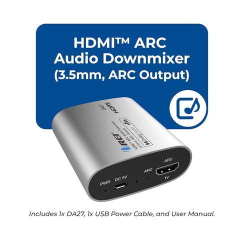 OREI DA27 HDMI ARC Audio Extractor & Downmixer - Dolby DTS 5.1 إلى 2-Channel Stereo Converter، HDMI ARC Pass-Through، مخرج تناظري 3.5 مم، التحكم في مستوى الصوت CEC لمكبرات الصوت، AVR (DA27) in Saudi Arabia