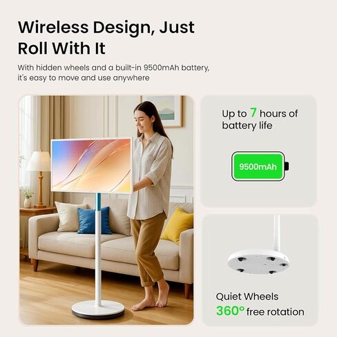27 "لوحة Smart تم تصميمها باستخدام 2K 8MP Camera 8G+128G ، مراقبة اللمس الدوارة المحمولة مع عجلات صامتة للوقوع الحية ، اللياقة البدنية ، التعليم ، الطهي (محفوظات محمومة) in Saudi Arabia