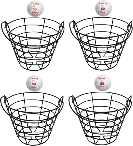 سلال كرات جولف معدنية بمقبض، (4 عبوات)، دلو تخزين كرات الجولف، كل دلو يحمل 50 كرة جولف (كرات الجولف غير متضمنة). in Kuwait
